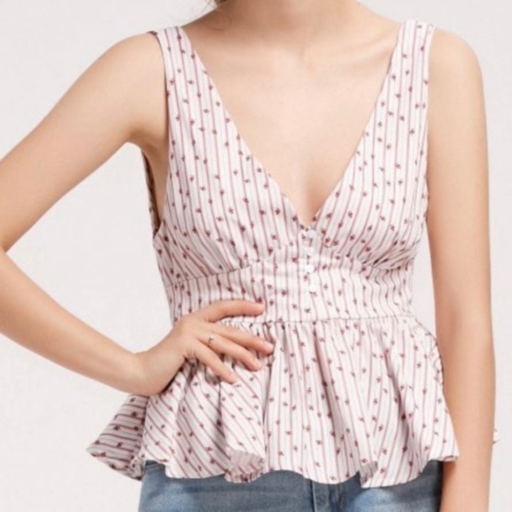 Zara trafaluc striped floral peplum top